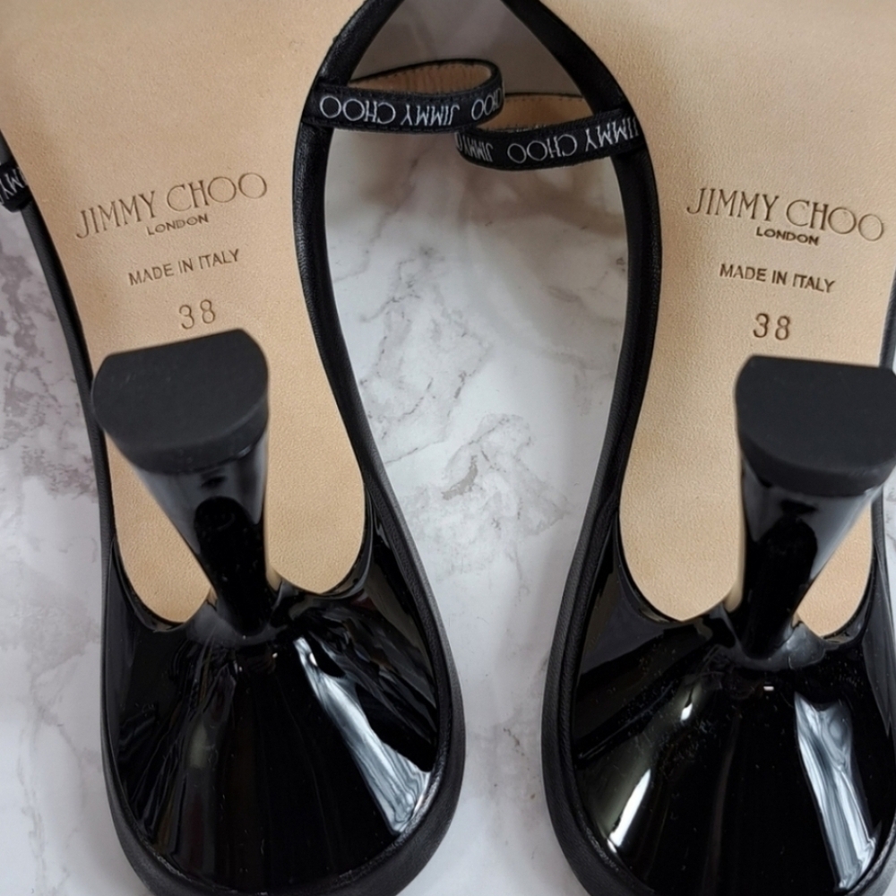 Jimmy Choo Ria 65mm Black Nappa Leather Mules Size 38 IT/EU - Picture 7 of 13